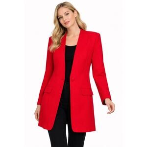 Late 1980s–Early 1990s P.J. Klein Red Textured Longline Blazer USA made Medium